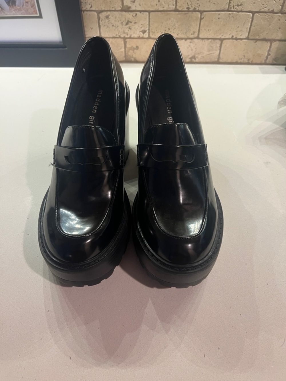 Madden Girl Black Platform Loafers